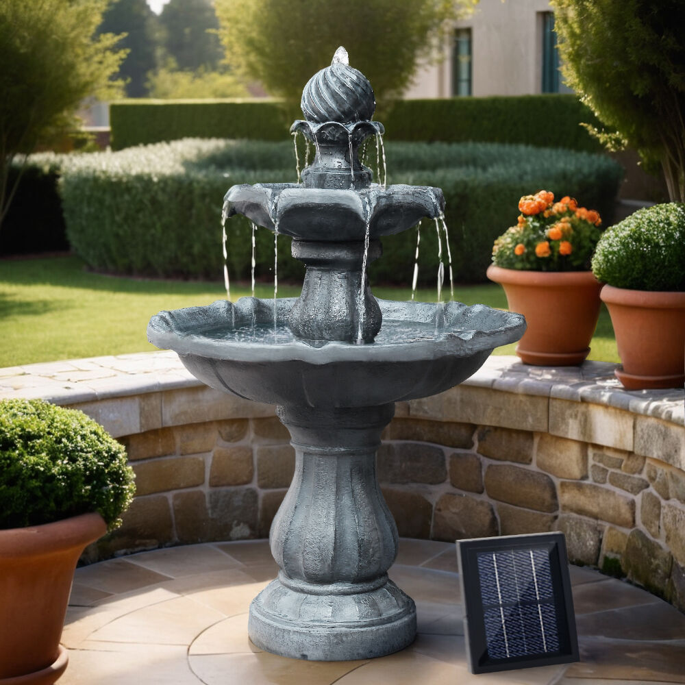 Tissia 3-Tier Solar Fountain/Bird Bath with Pump Kit. 93CM
