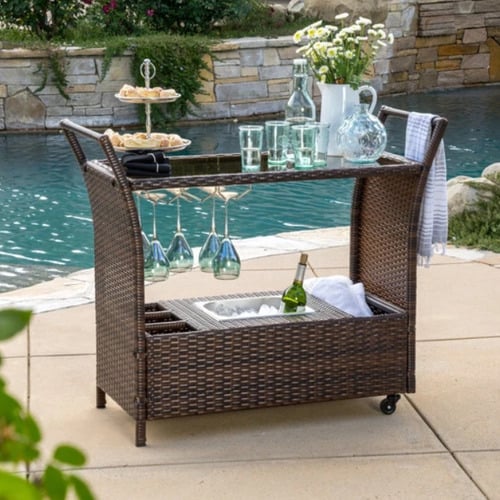 Comodoro PE Wicker Bar Cart
