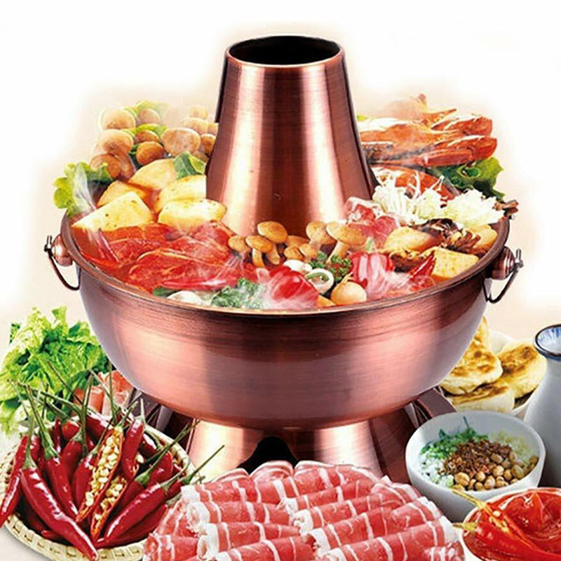 Traditionall Red Copper Beijing Style Large Charcoal Hot Pot. 34cms