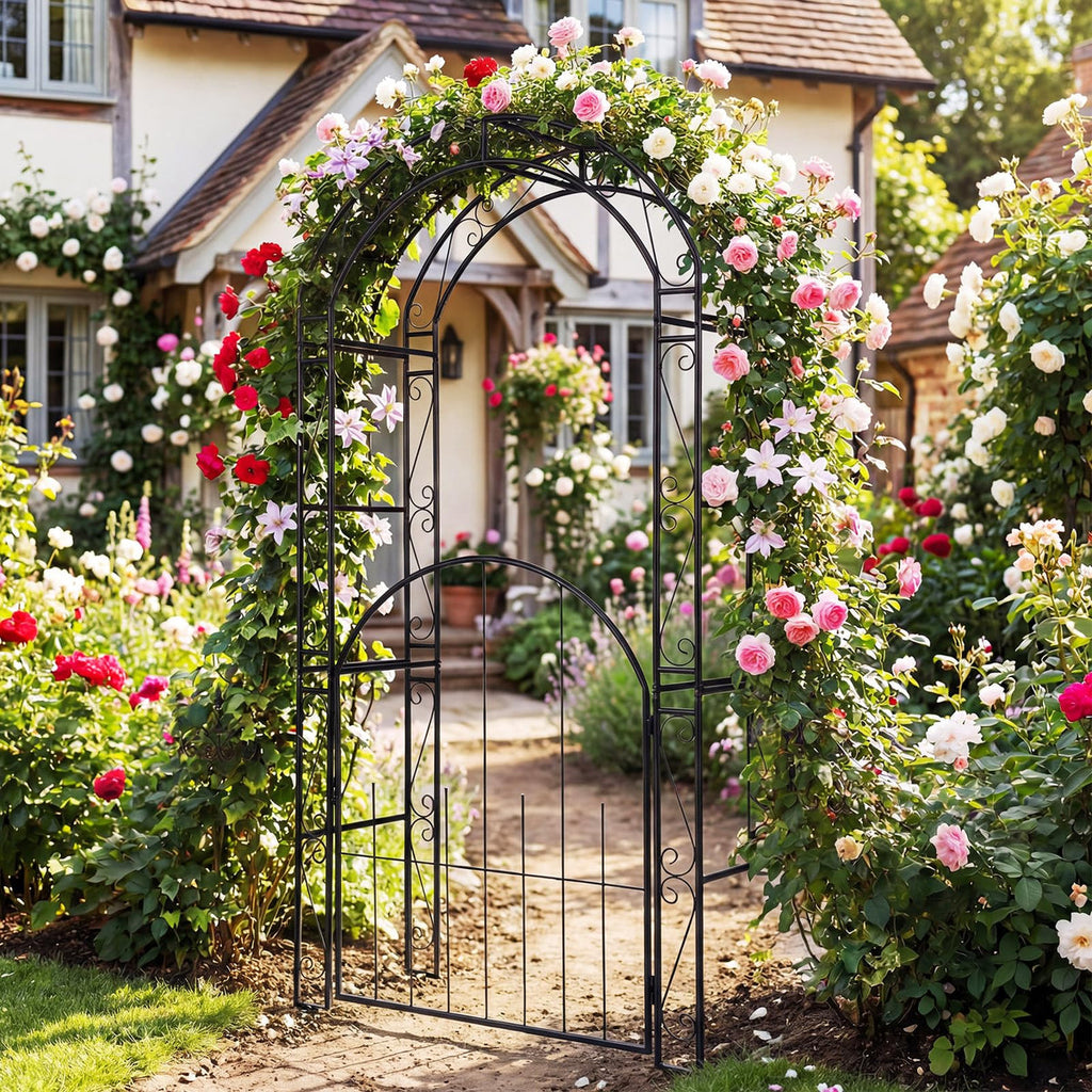 Cherbourg Steel Garden Arbour with Gate