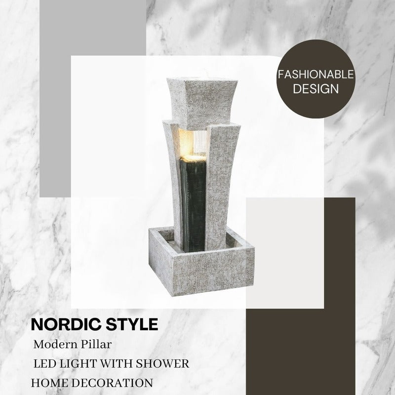 Valletta Modern Pillar with Shower Effect & Lights