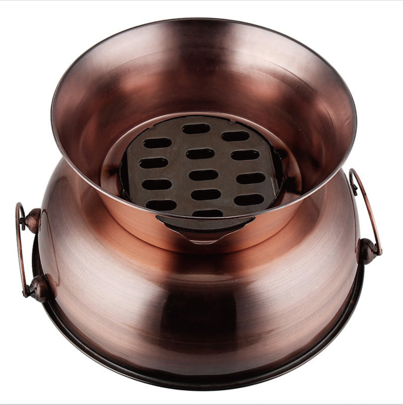 Traditionall Red Copper Beijing Style Large Charcoal Hot Pot. 34cms
