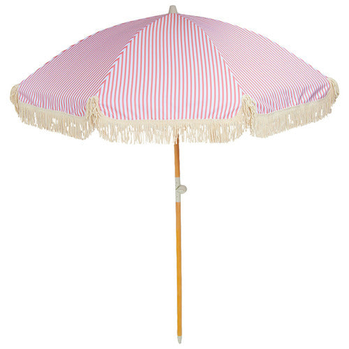 Enna 1.8m Fringed & Striped Beach Umbrella