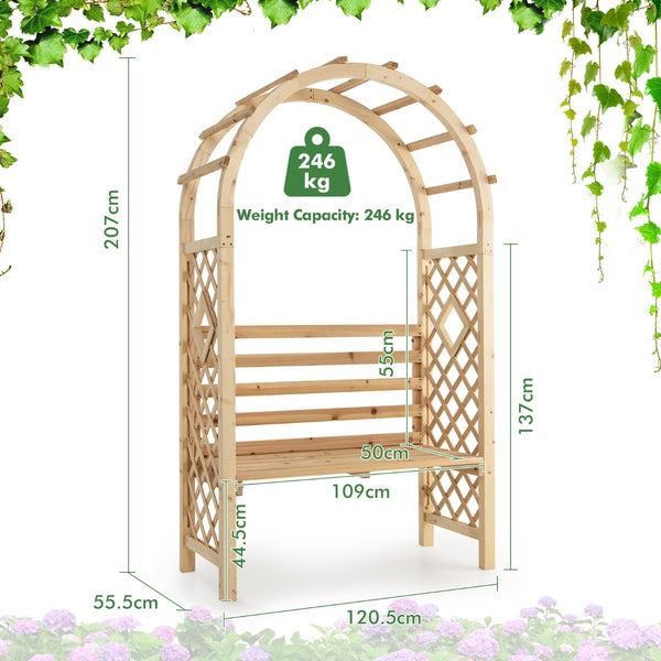 Alia Wooden Garden Arbor with Relaxing Bench