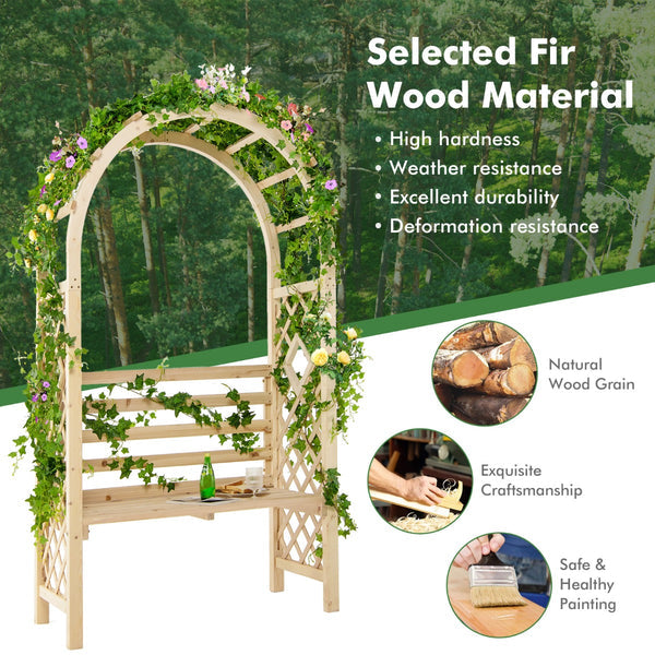 Alia Wooden Garden Arbor with Relaxing Bench
