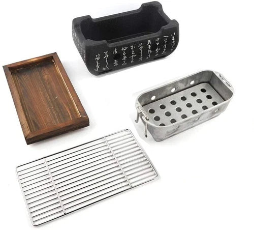 Akido 24cm Portable Charcoal Hibachi wStainless Steel Grill