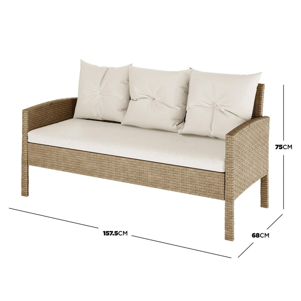 Bonifacio 7 Seater Wicker Outdoor Dining Sofa Set - Natural or Warm Grey