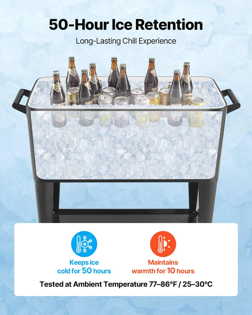 Verva Rolling Ice Chest/Party Drink Cooler. 50 Bottles / 110 Cans