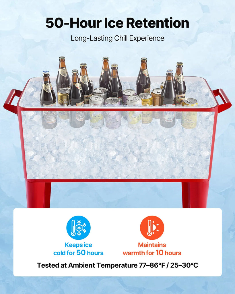 Marcelline Rolling Ice Chest/Cooler Cart. 50 Bottles / 110 Cans