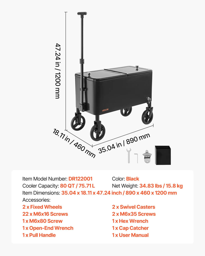 Celebration 75.71L Portable Patio/Party Drink Cooler Cart