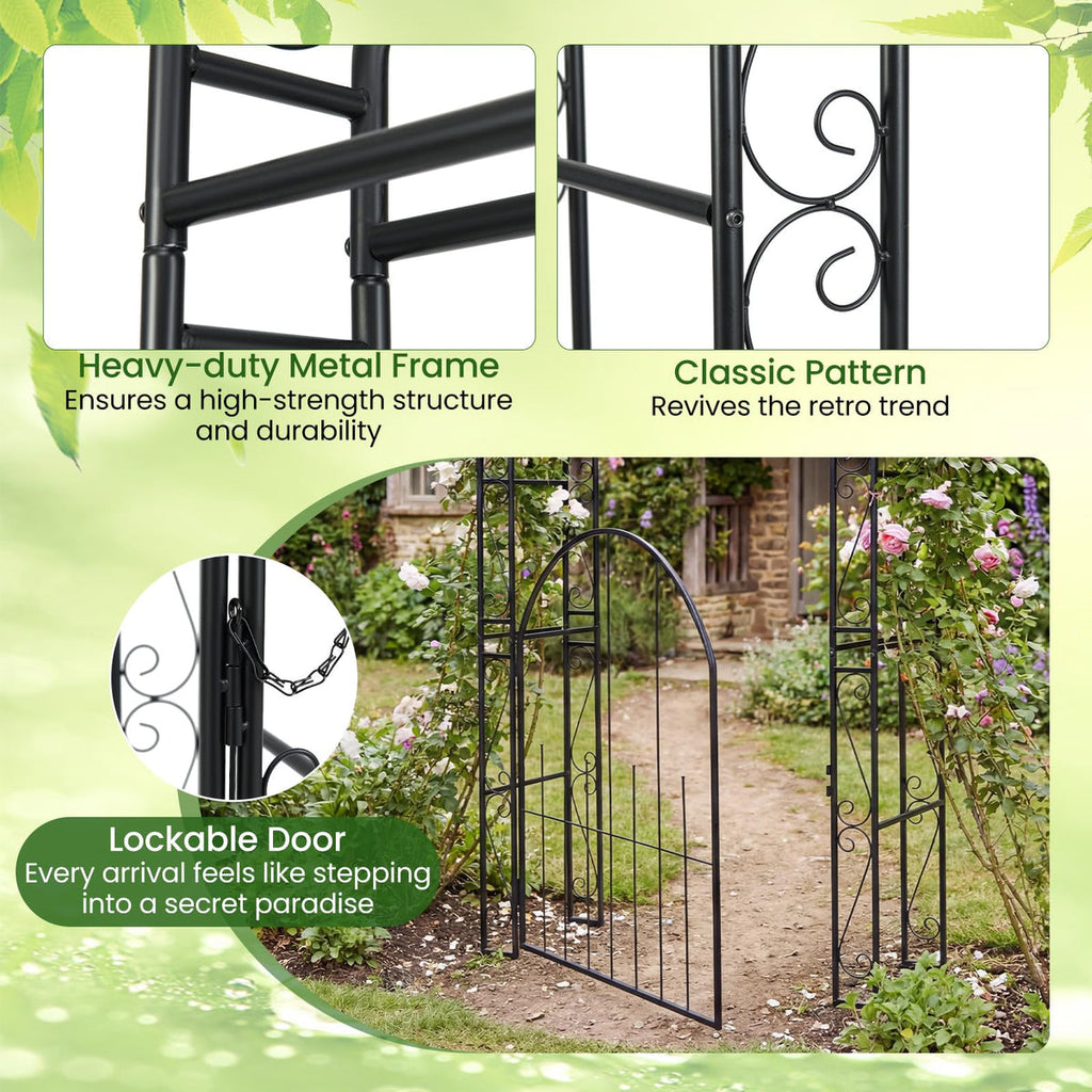 Cherbourg Steel Garden Arbour with Gate