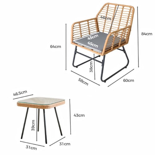 Corte 2 Seater Balcony & Bistro Set