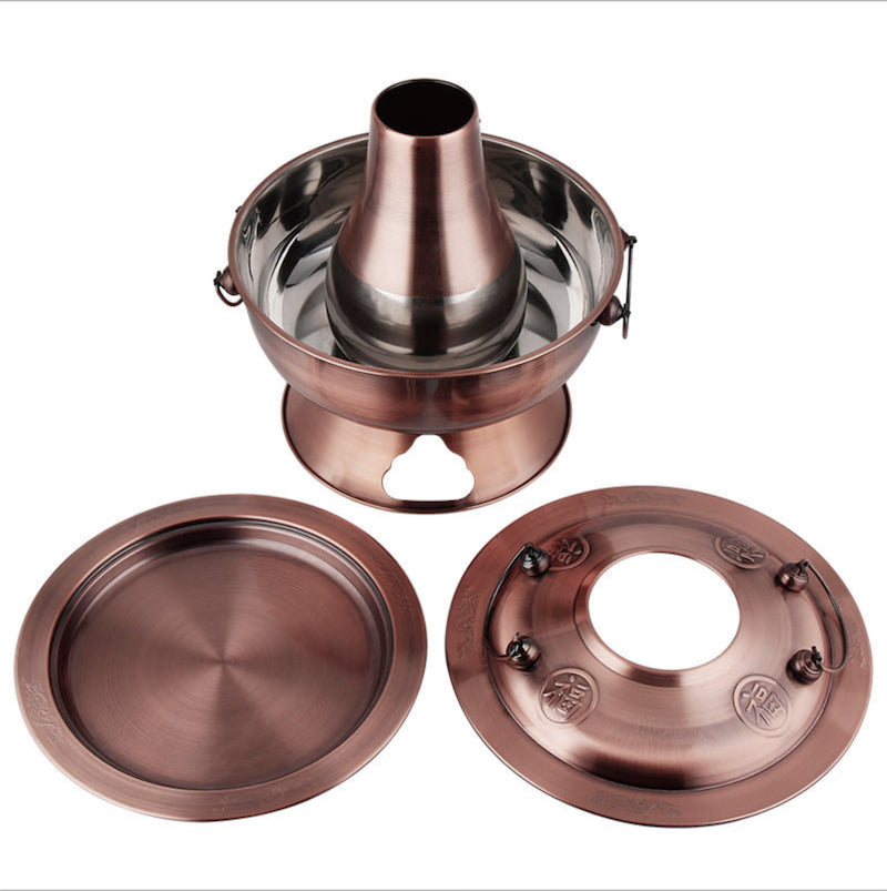 Traditionall Red Copper Beijing Style Large Charcoal Hot Pot. 34cms