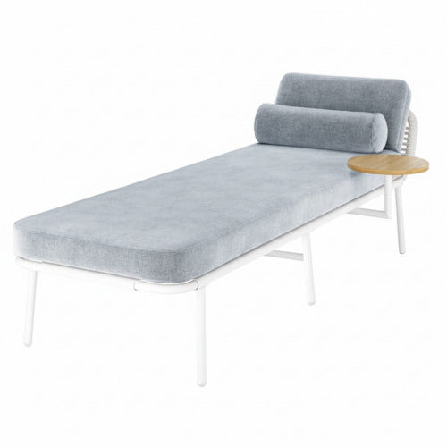 Niarchos Wicker Outdoor Sun Lounger w/Cushion in Light Grey