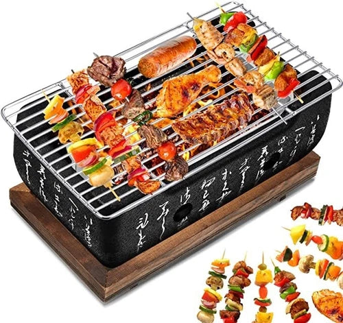 Akido 24cm Portable Charcoal Hibachi wStainless Steel Grill