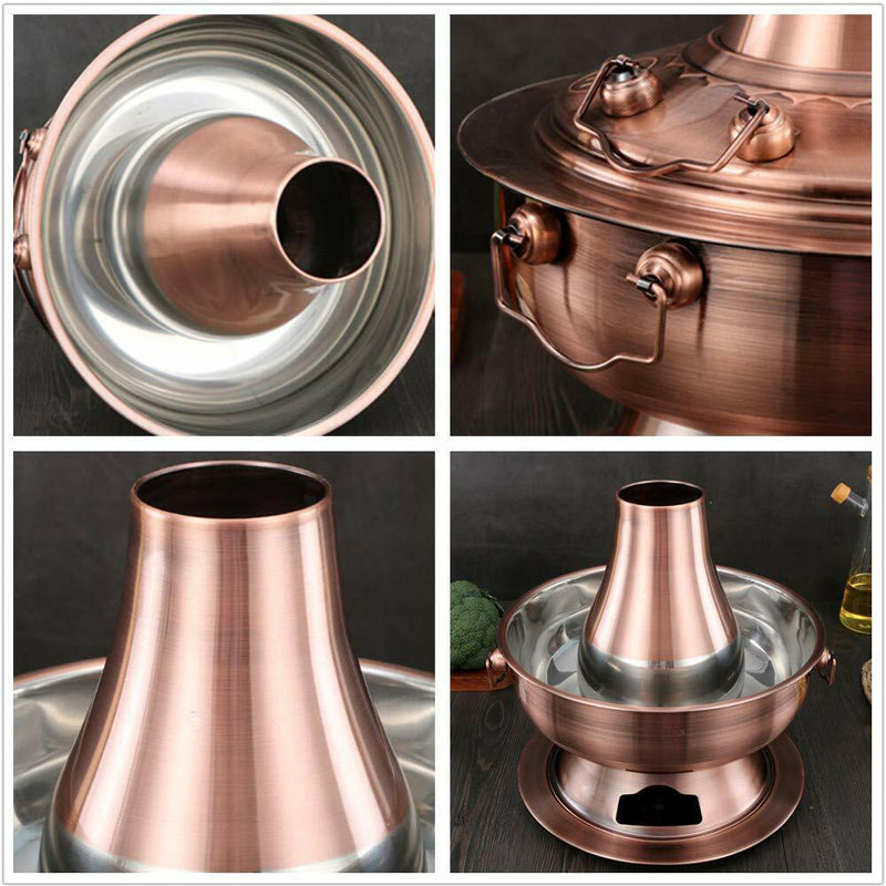Traditionall Red Copper Beijing Style Large Charcoal Hot Pot. 34cms