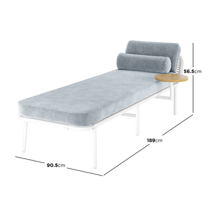 Niarchos Wicker Outdoor Sun Lounger w/Cushion in Light Grey