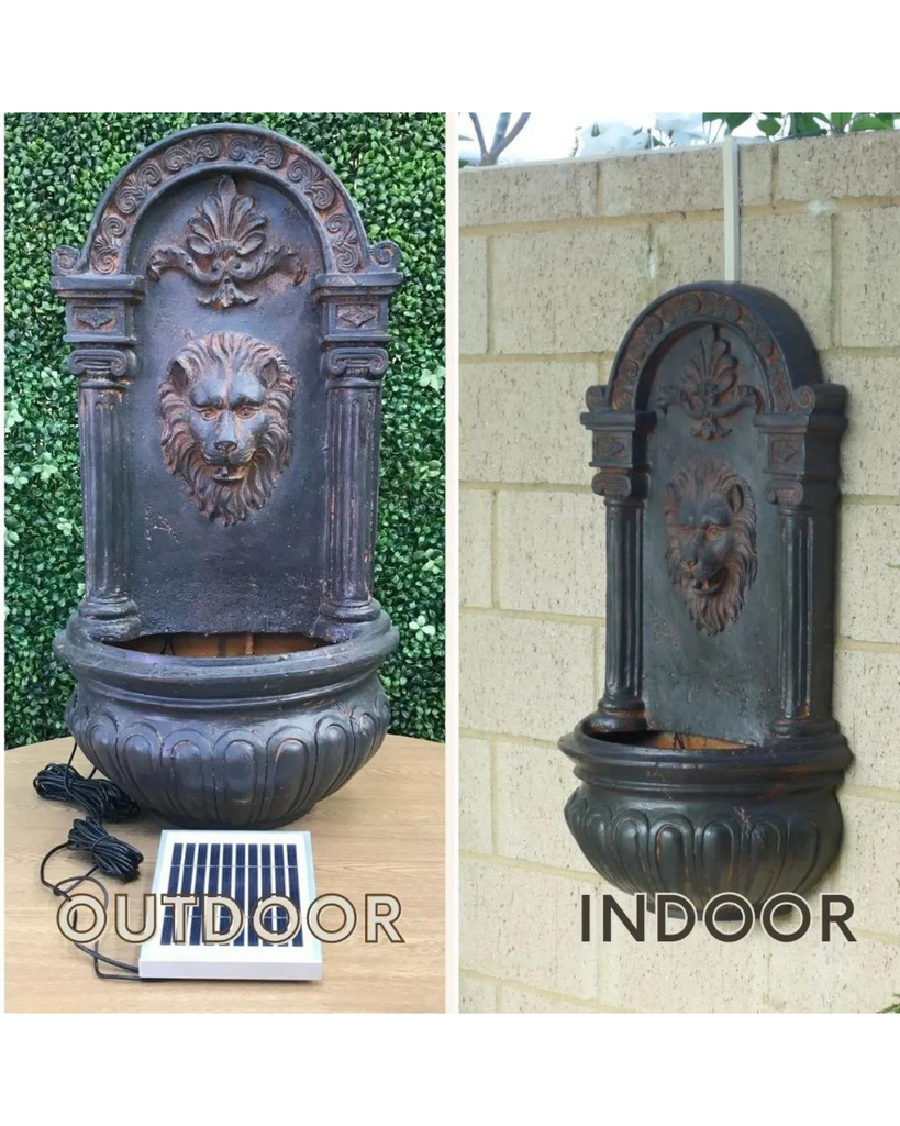 Eze Lion Face Wall Water Feature - Solar w/LED Light