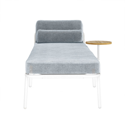 Niarchos Wicker Outdoor Sun Lounger w/Cushion in Light Grey