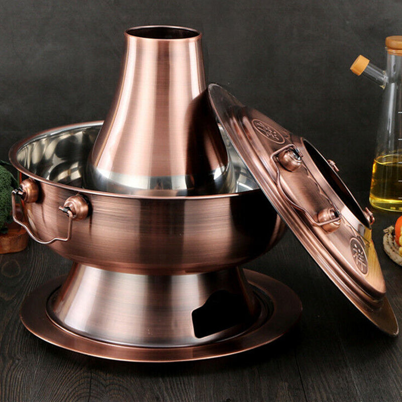 Traditionall Red Copper Beijing Style Large Charcoal Hot Pot. 34cms