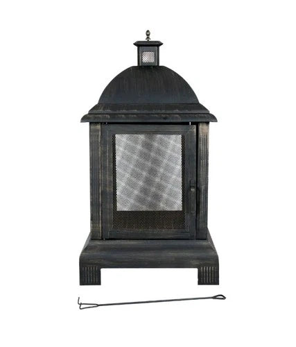 Gazi Fire/Pit Chiminea Lantern. Steel w/Bronze Finish