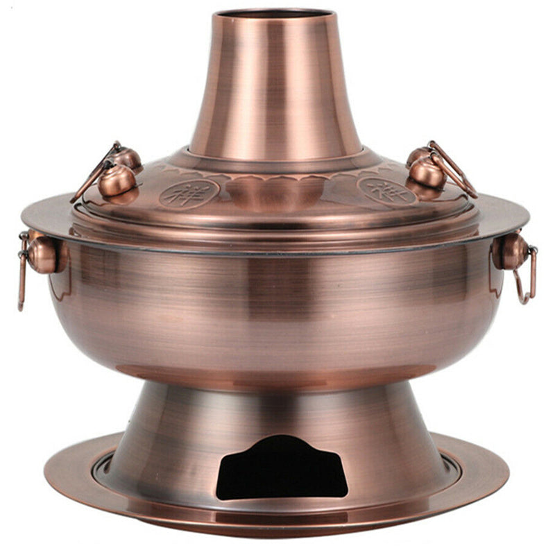 Traditionall Red Copper Beijing Style Large Charcoal Hot Pot. 34cms