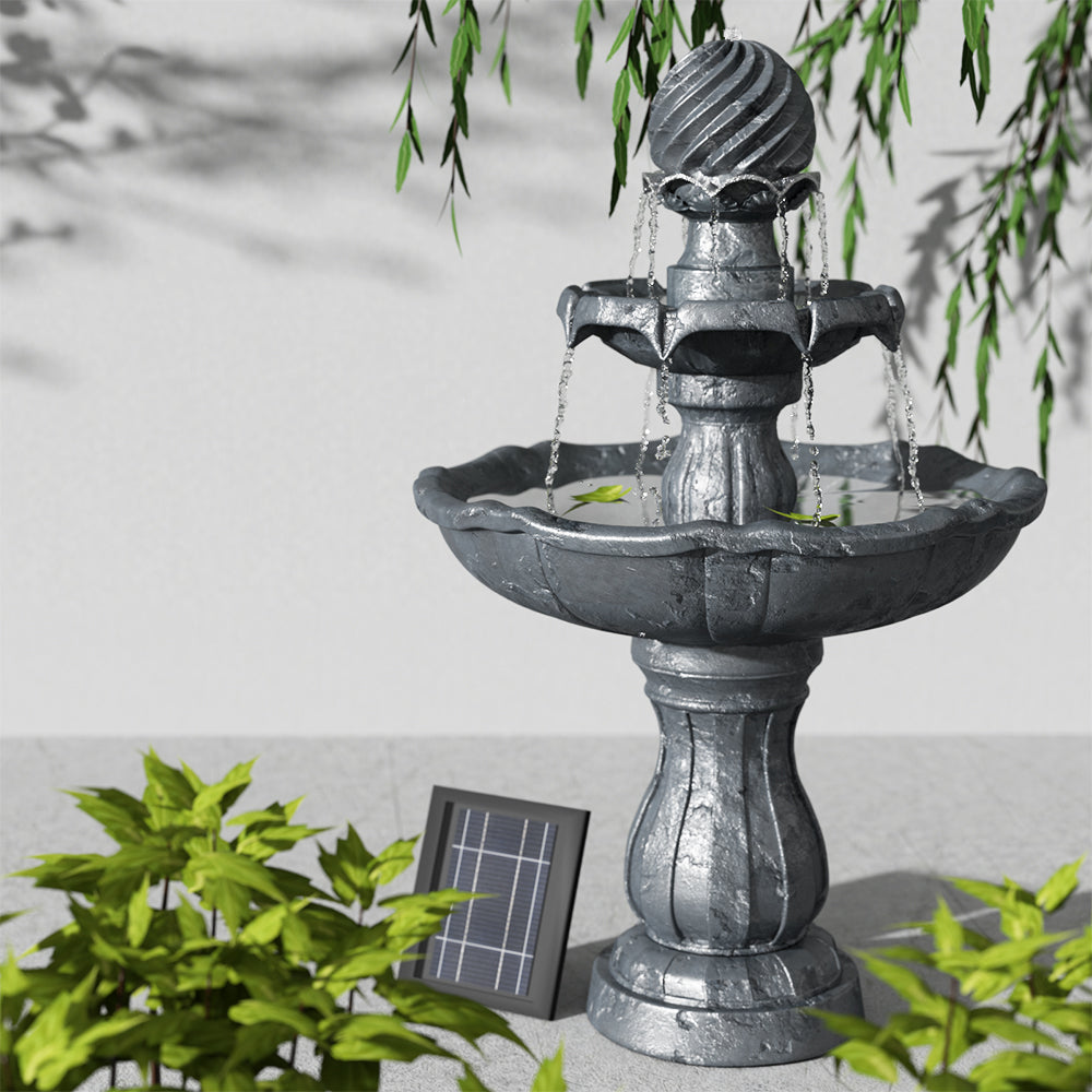 Tissia 3-Tier Solar Fountain/Bird Bath with Pump Kit. 93CM