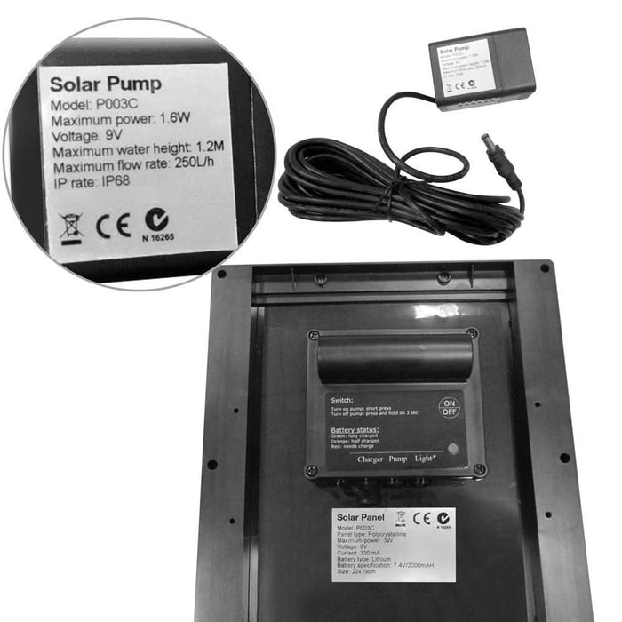 Mirandola 3-Tier Solar Water Fountain - 90cm