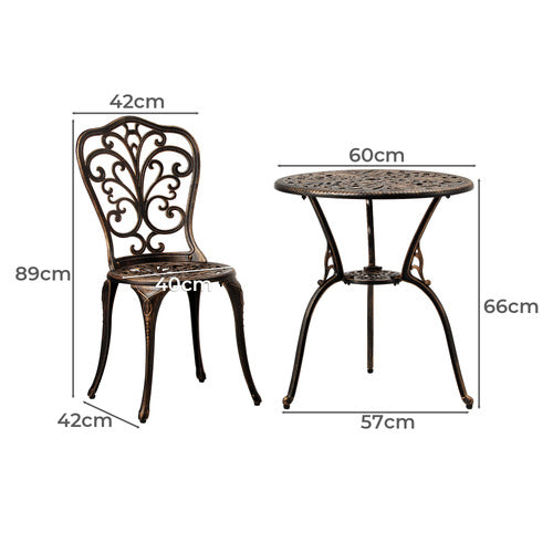 Russo 2 Seater Outdoor Bistro Set - Bronze or White