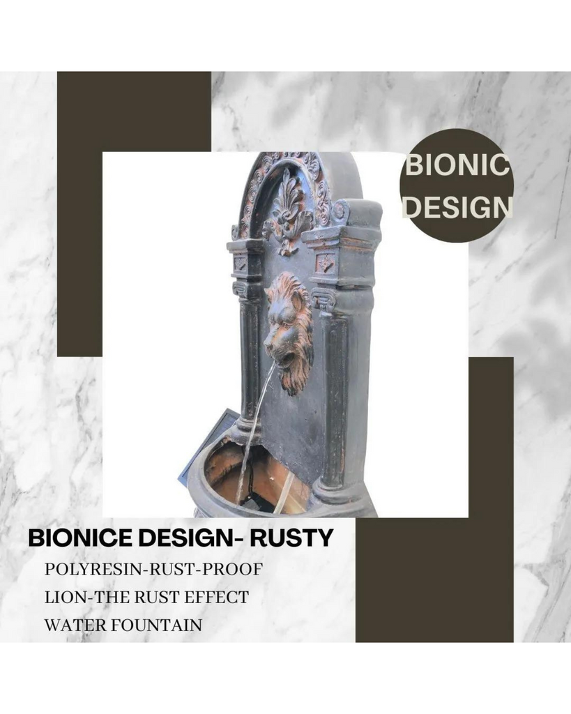 Eze Lion Face Wall Water Feature - Solar w/LED Light