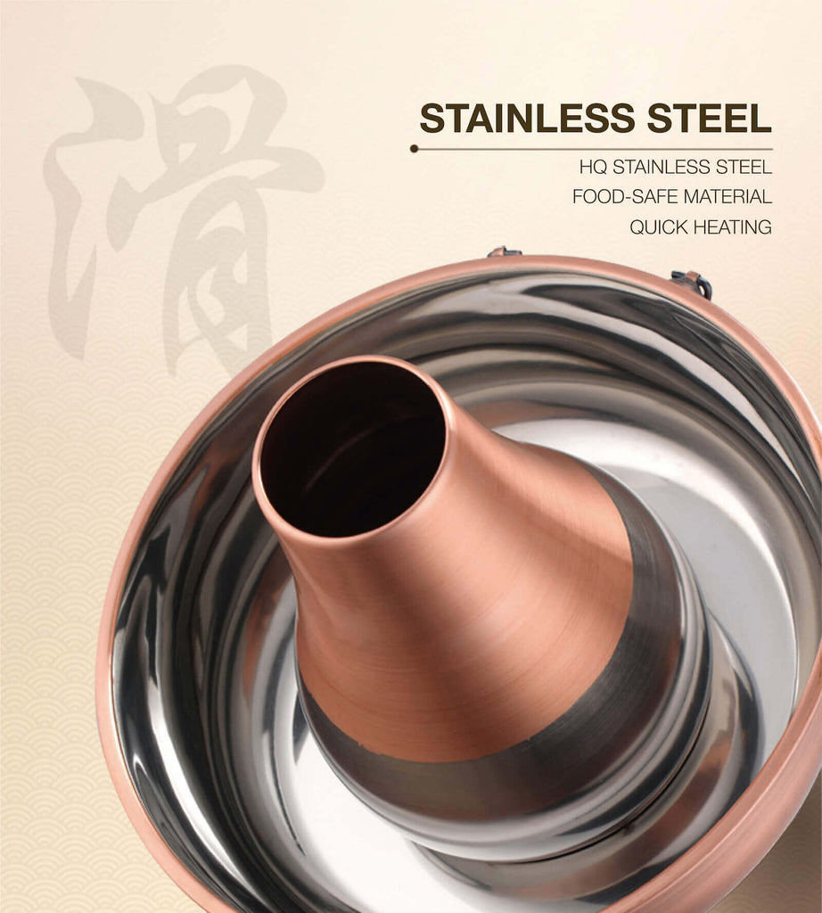 Traditionall Red Copper Beijing Style Large Charcoal Hot Pot. 34cms