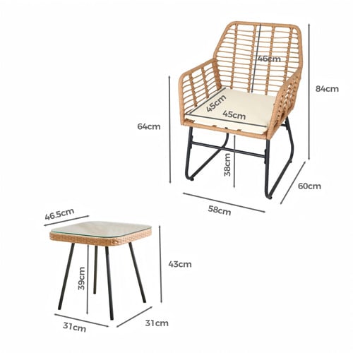 Corte 2 Seater Balcony & Bistro Set