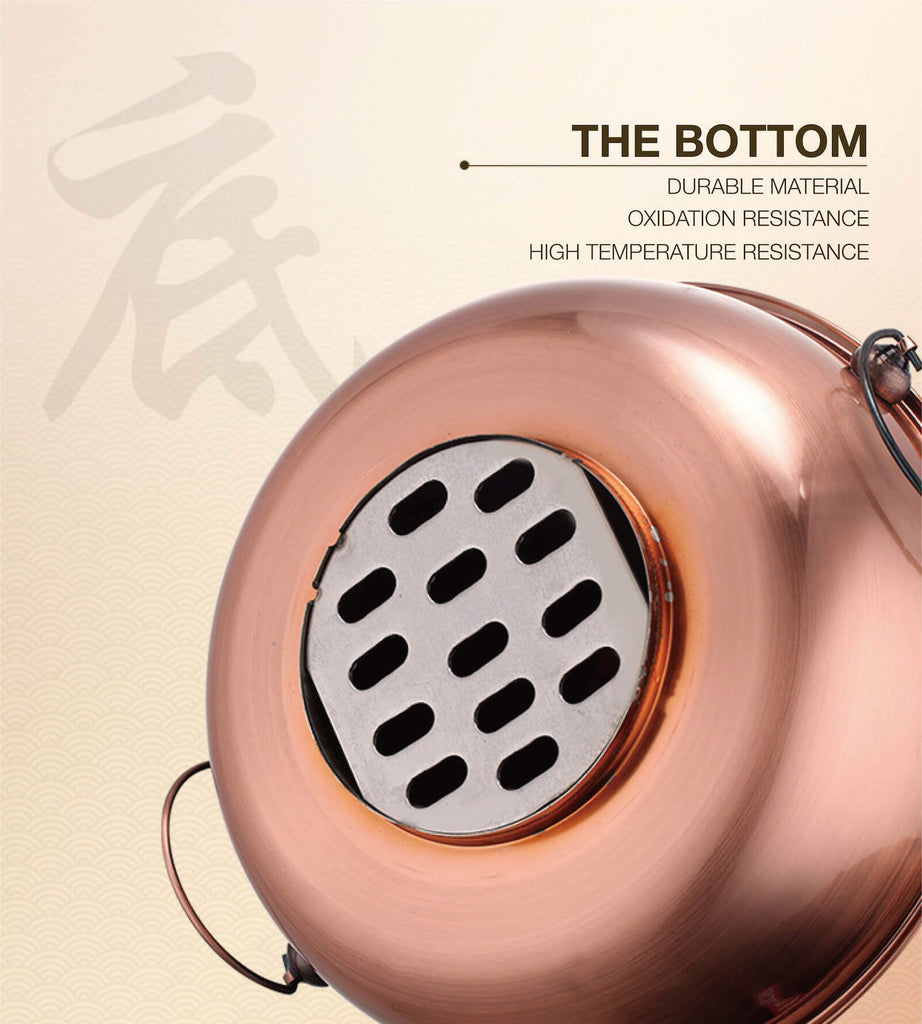 Traditionall Red Copper Beijing Style Large Charcoal Hot Pot. 34cms