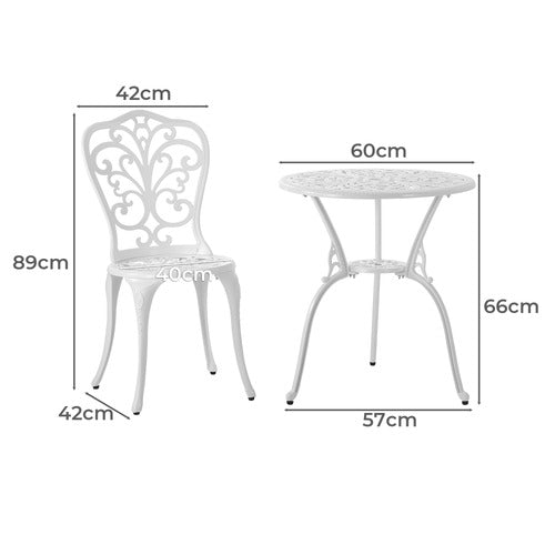 Russo 2 Seater Outdoor Bistro Set - Bronze or White