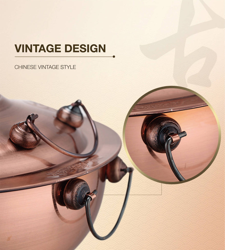 Traditionall Red Copper Beijing Style Large Charcoal Hot Pot. 34cms