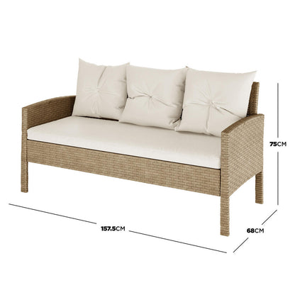 Bonifacio 7 Seater Wicker Outdoor Dining Sofa Set - Natural or Warm Grey