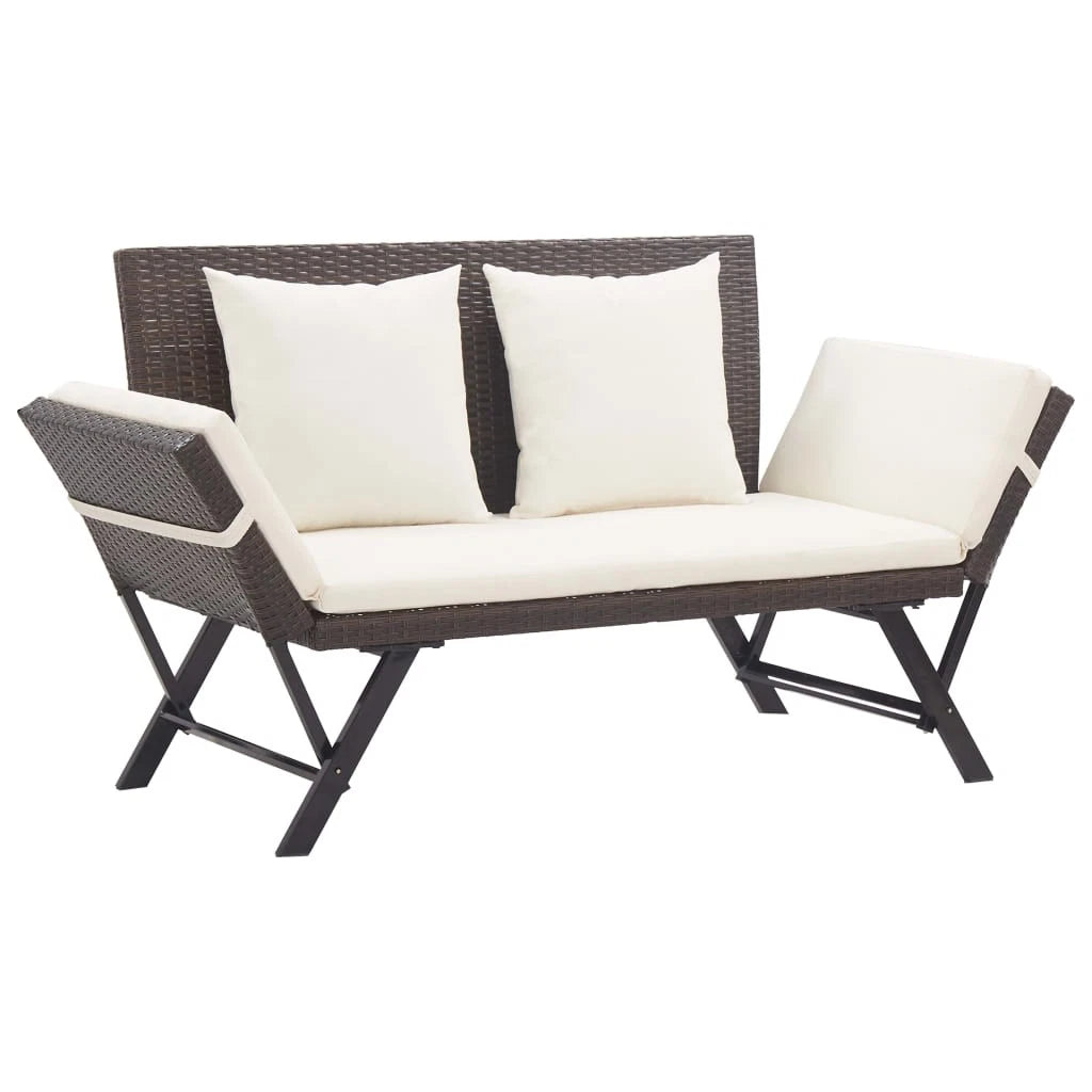 Odillon Convertible Polyrattan Garden Bench/Day Bed