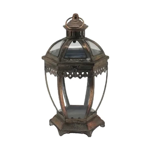 Carmela Metal Lantern with Glass – Pearl