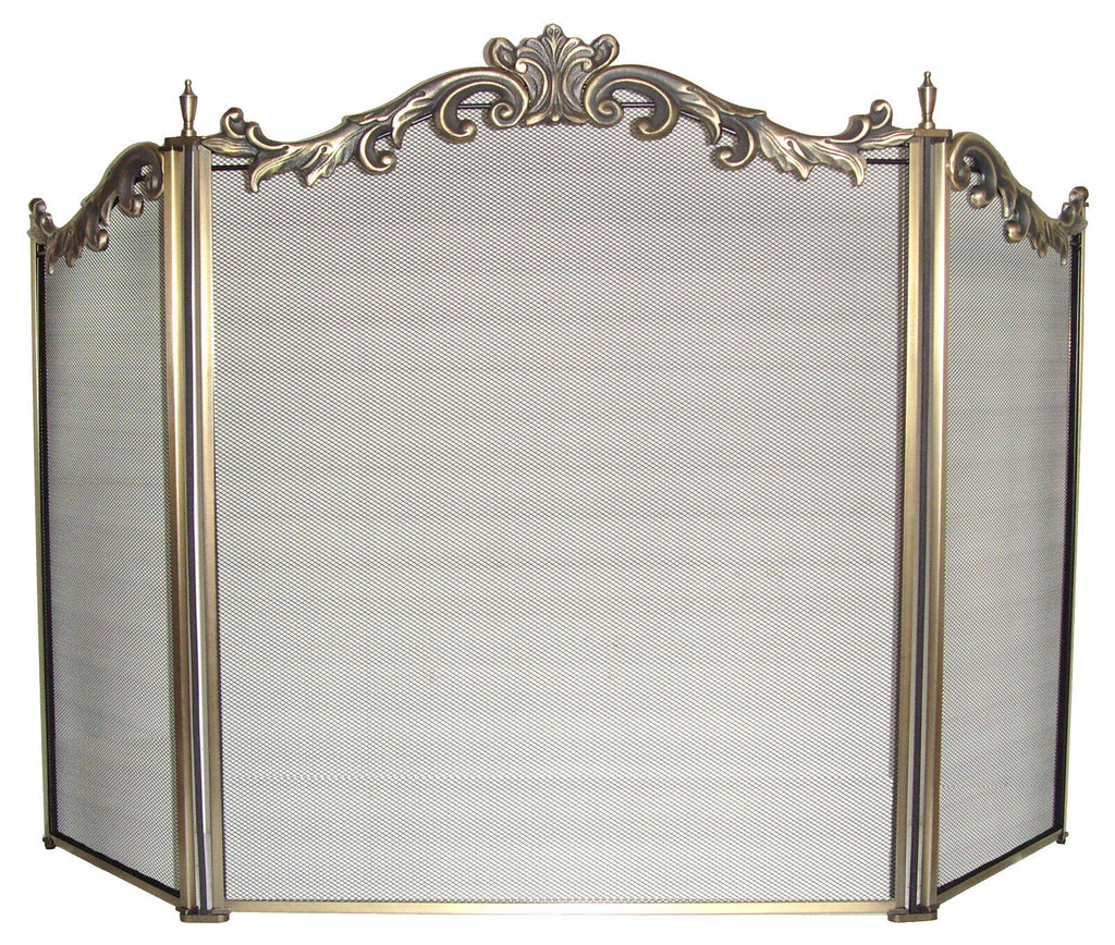 Avignon Ornate Brass-Plated Cast Iron Fire Screen