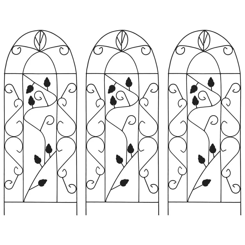 Evangeline Iron Plant Climbing Racks. 2 Designs. 3 pcs. Black 40x100 cm Iron