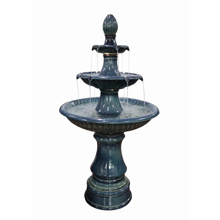 Imola Slate Blue 3-Tier Ceramic Water Fountain. 115cm