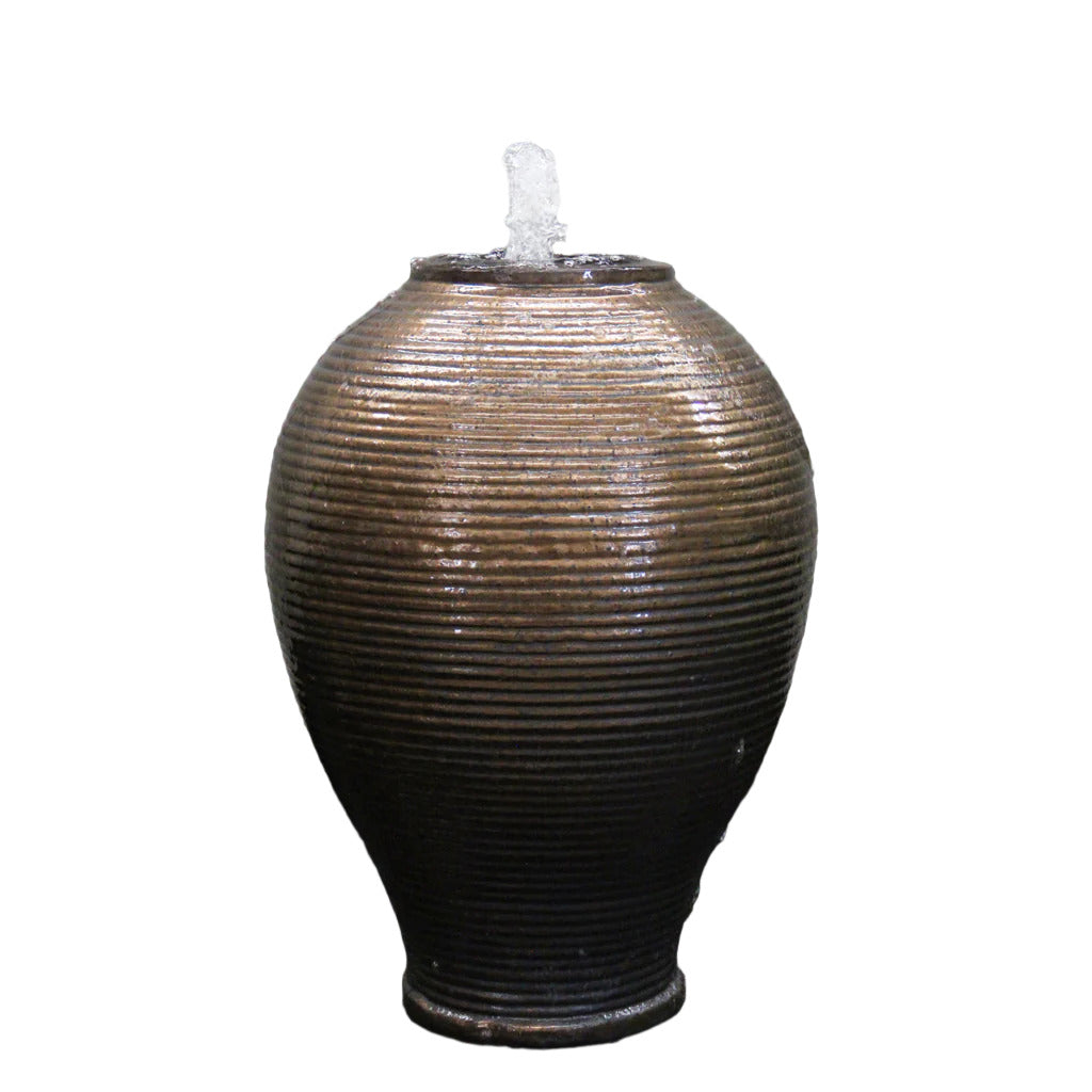 Riva Heavy Metal Ribbed Egg Jar Water Feature