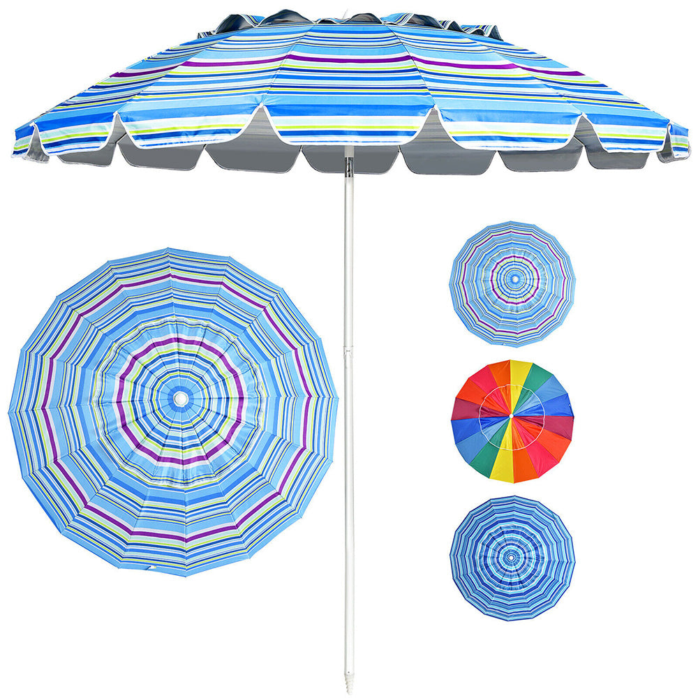 Vivi Beach Umbrella/Sun Shade w/Cup Holder & Carry Bag --- 3 Design Colours