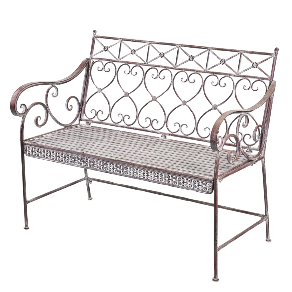 Amara Garden Bench - Brown White Wash