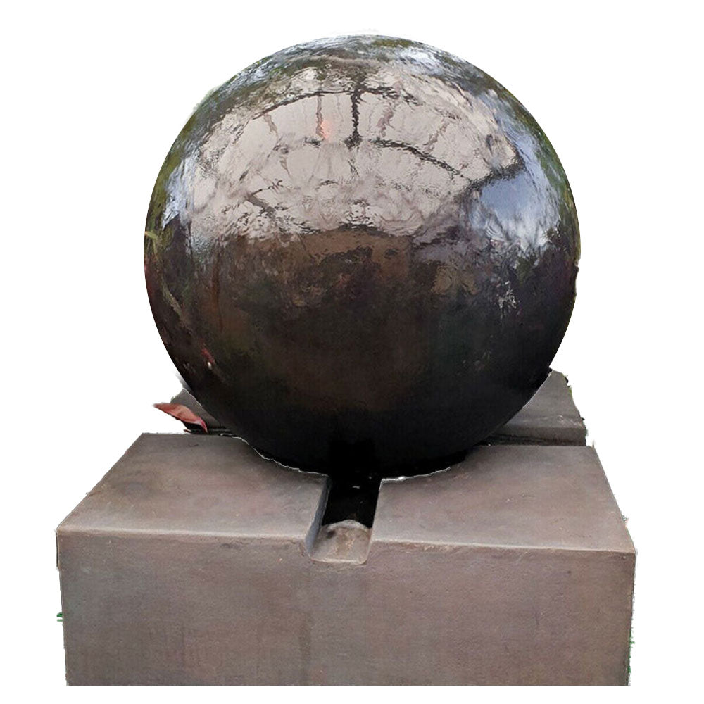 Ilana Round Smooth Ball Sphere Fountain on Square Base- 3 Cols