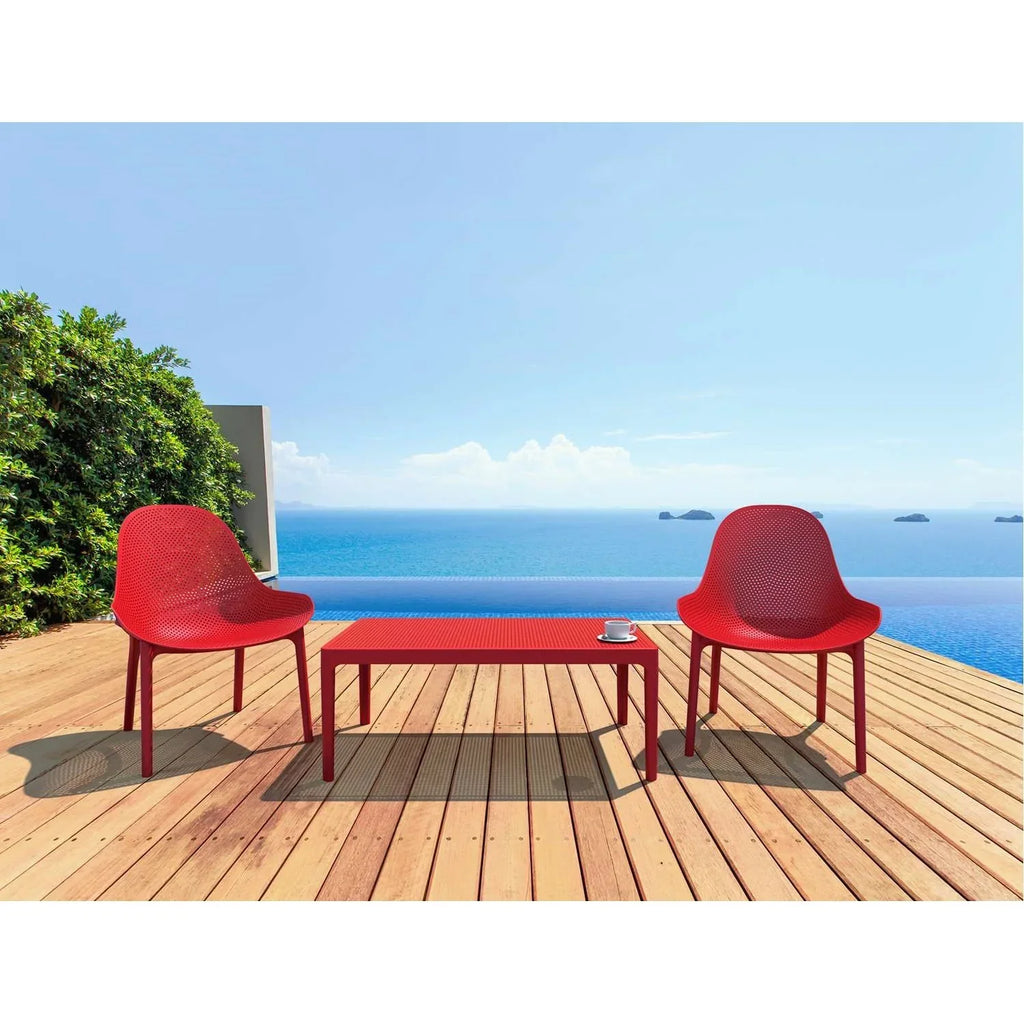 Candelaria 3pc Chair & Coffee Table Set. Red