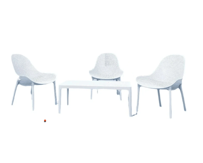 Vesta 4pc Lounge Chairs & Coffee Table Set. White