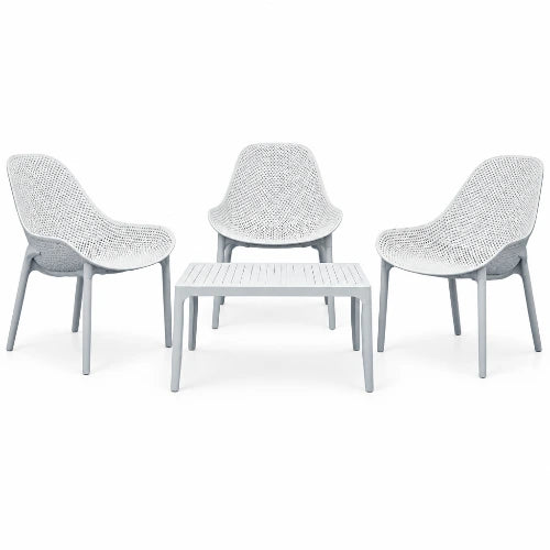 Vesta 4pc Lounge Chairs & Coffee Table Set. White