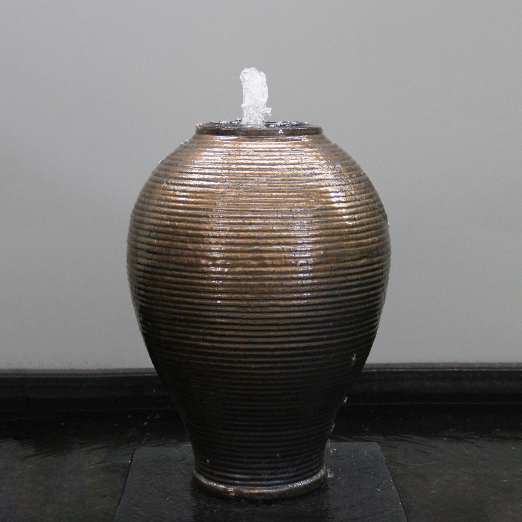 Riva Heavy Metal Ribbed Egg Jar Water Feature