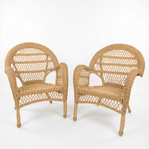 Benicio - Pair of Cane Wicker Chairs - In Natural Tones or Grey